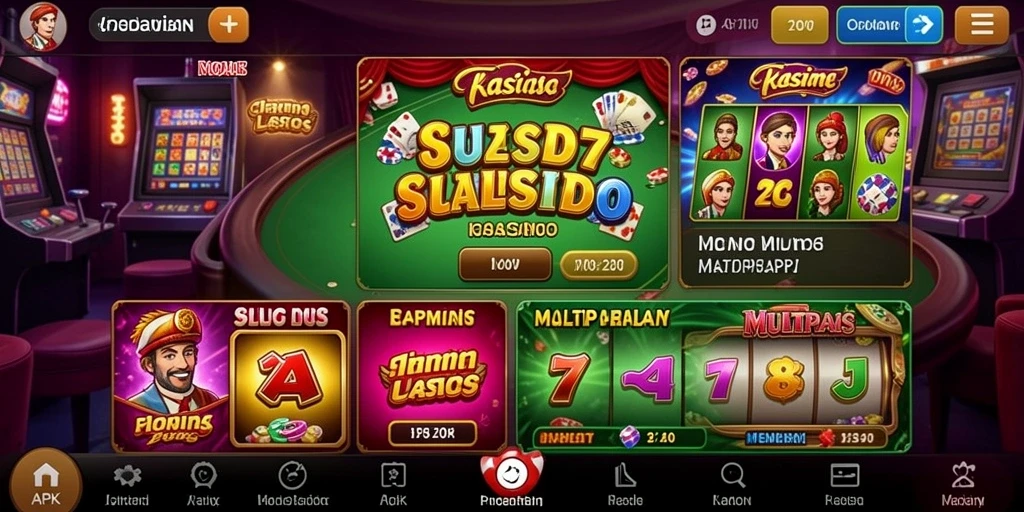 Screenshot menunjukkan tampilan utama dengan slot menarik.